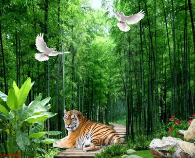 File gốc Tranh sơn thủy thác nước phong thủy ST2430 (chủ đề hiện đại) trang trí