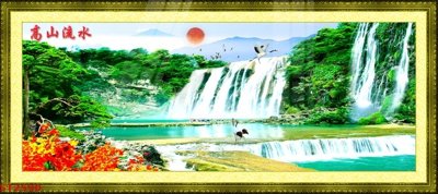 Download file tranh PSD Tranh sơn thủy thác nước phong thủy ST2590 để chỉnh sửa