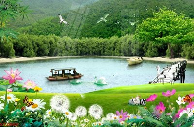 File gốc in ấn Tranh sơn thủy thác nước phong thủy ST2603 chuẩn màu CMYK