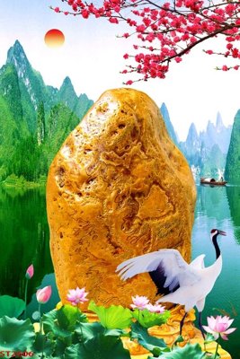 File PSD Tranh sơn thủy thác nước phong thủy ST2606 (gốc) cho in quảng cáo