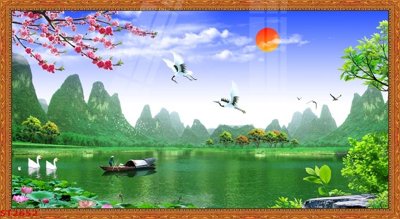 Download file gốc Tranh sơn thủy thác nước phong thủy ST2652 (độ nét cao)