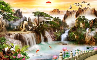 Download file gốc Tranh sơn thủy thác nước phong thủy ST2722 (in mica) logo