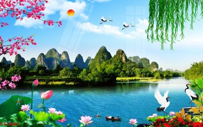 File tranh trang trí Tranh sơn thủy thác nước phong thủy ST2801 (tải file gốc)