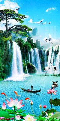 Download file Tranh sơn thủy thác nước phong thủy ST2845 (gốc) cho xưởng in