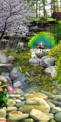 Tệp tin gốc Tranh sơn thủy thác nước phong thủy ST2871 (dùng cho in ấn) chuyên nghiệp