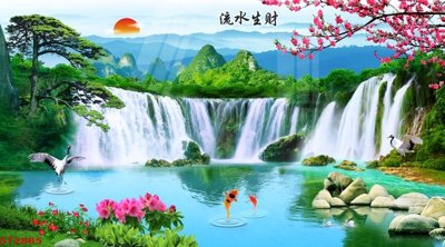 Mua file gốc Tranh sơn thủy thác nước phong thủy ST2885 (chất lượng) tại Filetranh.com
