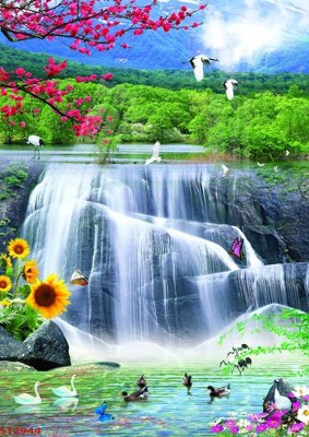 File in trần Tranh sơn thủy thác nước phong thủy ST2944 (bản gốc) 5D