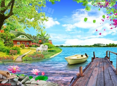 File tranh Tranh sơn thủy thác nước phong thủy ST2994 (ảnh gốc) độc quyền