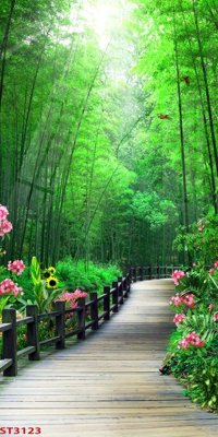 File tranh PSD Tranh sơn thủy thác nước phong thủy ST3123 chất lượng cao