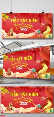 Tải file file in baner tết 2023 phông tết tất niên khai xuân TE282 (gốc) chủ đề hoa sen