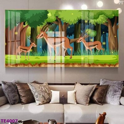 File gốc File tranh trẻ em rừng động vật TE4007 (in lụa) trang trí tường