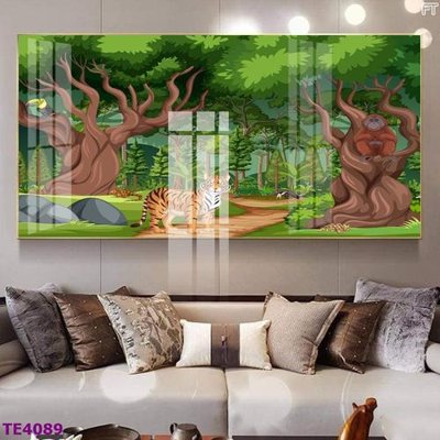 File gốc File tranh trẻ em rừng động vật TE4089 (in lụa) tranh phong thủy