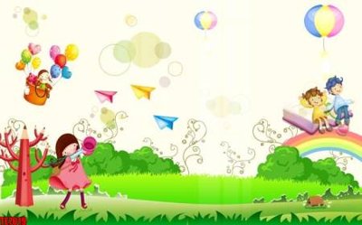 Hình ảnh file gốc in trần nhà File tranh tường nền trẻ em 3d TE7019