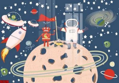 File gốc File tranh tường nền trẻ em 3d TE7129 (in tráng gương) sang trọng