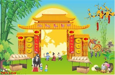 File gốc file in baner tết 2023 phông tết tất niên khai xuân TET104 (in tráng gương) sang trọng