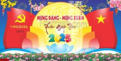 Download file gốc file in banner tết 2025 phông tết tất niên khai xuân chúc mừng năm mới 2025 TET1122 (độ nét cao)
