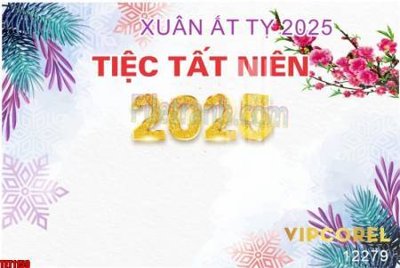 Download file gốc file in banner tết 2025 phông tết tất niên khai xuân chúc mừng năm mới 2025 TET1159 (in lụa) tranh 3D