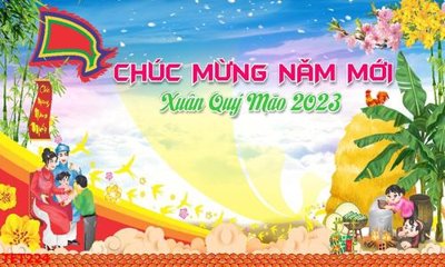 File gốc file in baner tết 2023 phông tết tất niên khai xuân TET224 (trang trí) cho phòng khách