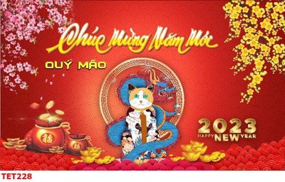 Tải file gốc file in baner tết 2023 phông tết tất niên khai xuân TET228 (để in lụa)