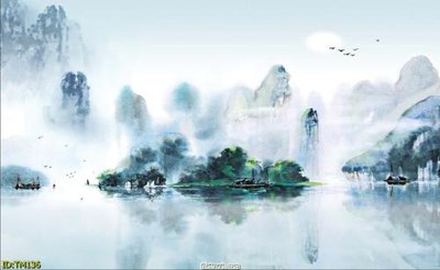 Ảnh gốc File tranh thủy mặc TM136 (nét căng) in mica