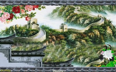 File tranh in trần 3D File tranh thủy mặc TM302 (ảnh gốc)