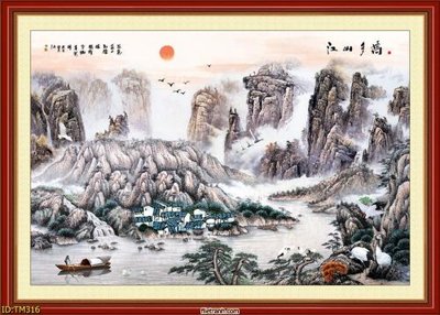 File gốc File tranh thủy mặc TM316 (in lụa) họa tiết 3D