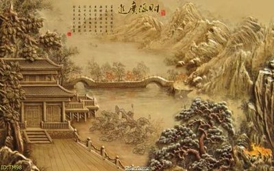 File gốc File tranh thủy mặc TM98 (in lụa) hoa văn cổ điển