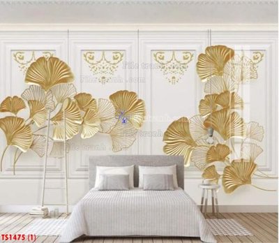 File tranh File hoa trang sức lá gingo vàng TS1475 (ảnh gốc) sắc nét hoàn hảo