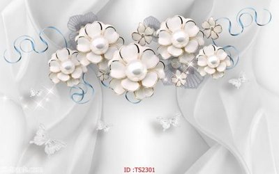 File tranh File hoa trang sức 3d TS2301 (bản gốc) in lụa dán tường