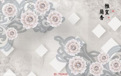 File gốc File hoa trang sức 3d TS2410 (in lụa) trang trí tường