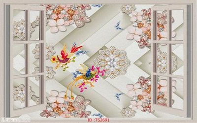 File tranh File hoa trang sức 3d TS2691 (gốc) in trên kính