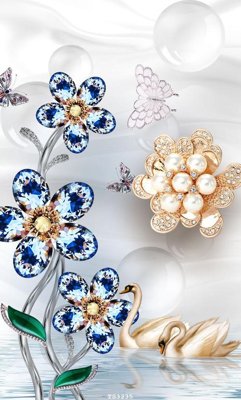 File gốc File hoa trang sức 3d TS3235 (in lụa) tranh phong thủy