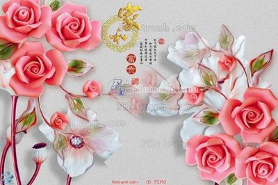 File gốc File hoa trang sức TS392 (in lụa) trang trí tường