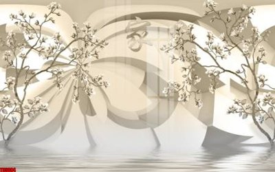 File tranh gốc File tranh hoa trang sức in tường 3d TS5084 (bản quyền) file PSD