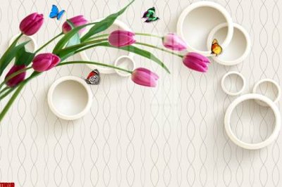 Ảnh gốc File tranh hoa trang sức in tường 3d TS5119 (nét căng) in mica