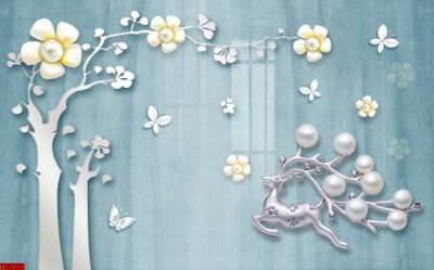 File gốc File tranh hoa trang sức in tường 3d TS5258 cho in ấn và thiết kế