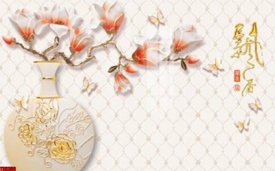 File tranh File tranh hoa trang sức in tường 3d TS5356 (bản gốc) in lụa 5D