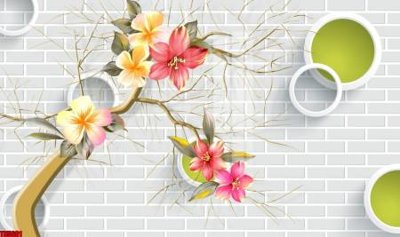 Ảnh gốc File tranh hoa trang sức in tường 3d TS5601 (nét căng) in mica