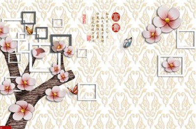 File tranh gốc File tranh hoa trang sức in tường 3d TS5648 (bản quyền) file PSD