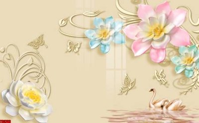 Ảnh gốc File tranh hoa trang sức in tường 3d TS5763 (siêu chi tiết) để in ấn