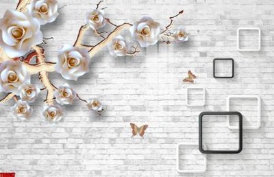 Ảnh gốc file in lụa File tranh hoa trang sức in tường 3d TS6057 chi tiết