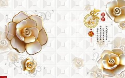 File gốc File tranh hoa trang sức in tường 3d TS6076 (trang trí) cho phòng khách