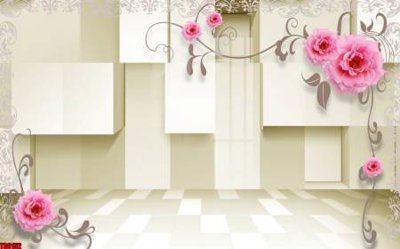 File tranh File tranh hoa trang sức in tường 3d TS6152 (bản gốc) in lụa 5D