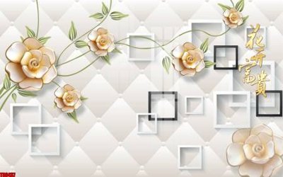 File tranh File tranh hoa trang sức in tường 3d TS6437 (bản gốc) in lụa 5D