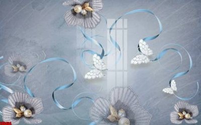 File gốc File tranh hoa trang sức in tường 3d TS6454 (in tráng gương) sang trọng