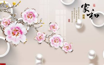 File tranh in tráng gương File tranh hoa trang sức in tường 3d TS6514 (siêu nét)