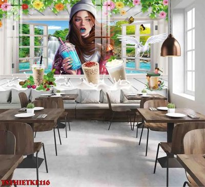 Chi tiết file tranh tráng gương File tranh dán tường quán trà sữa TSthietke116 (ảnh gốc)