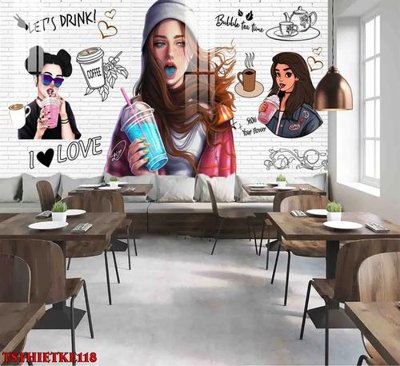 File gốc File tranh dán tường quán trà sữa TSthietke118 (ảnh rõ nét) để in