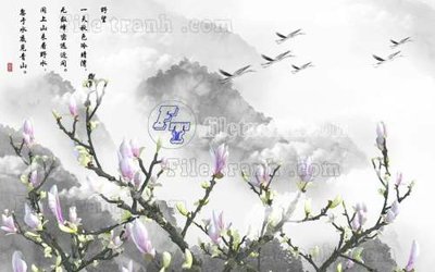 File gốc File tranh gốc tranh tường hoa thủy mặc trung quốc TTQ110 (chủ đề hiện đại) trang trí