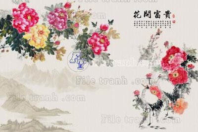 File in lụa File tranh gốc tranh tường hoa thủy mặc trung quốc TTQ146 (tân cổ điển) File tranh gốc tranh tường hoa thủy mặc trung quốc TTQ146